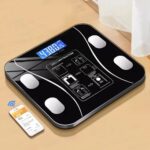 Báscula de Grasa Corporal Inteligente Bluetooth Recargable USB con Pantalla LCD y Vidrio Templado
