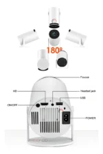 Proyector Smart Portátil Android 11 Dual WiFi 6 Bluetooth 5.0 HD 720P Soporta 4K